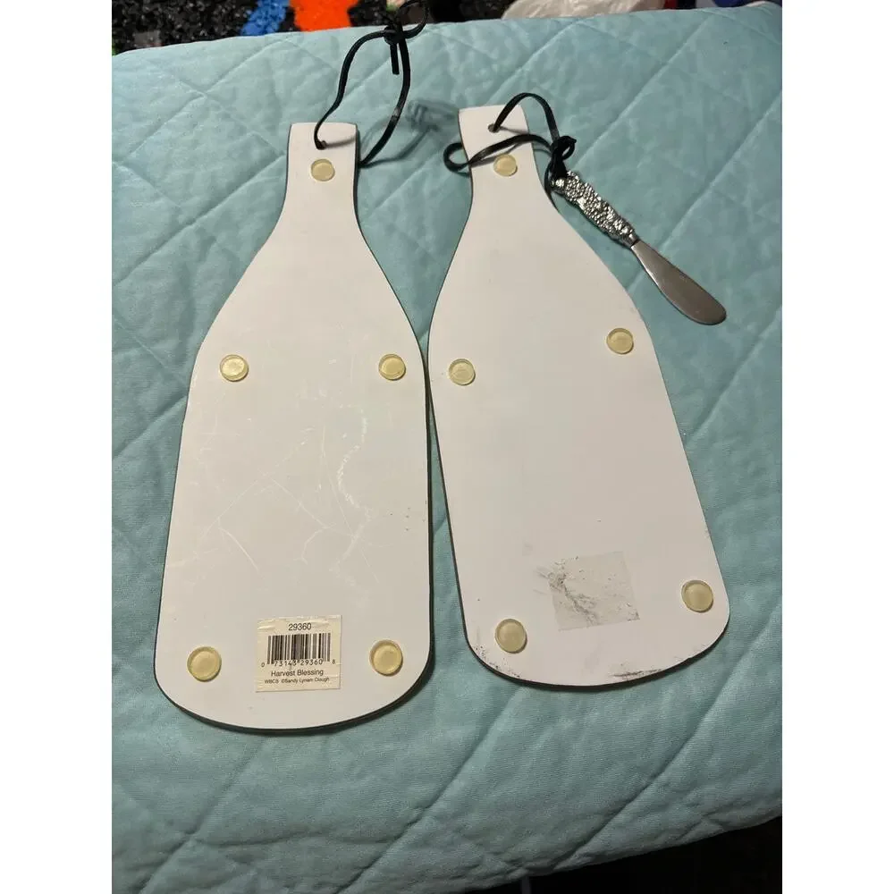 Glass Fall Decorated‎ Cheeseboard with Cheese Knife; Set of 2. Only 1 knife